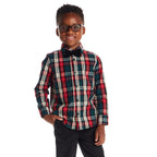 Kids Plaid Buttondown & Bowtie Set | Red Holiday