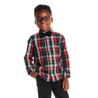 Kids Plaid Buttondown & Bowtie Set | Red Holiday