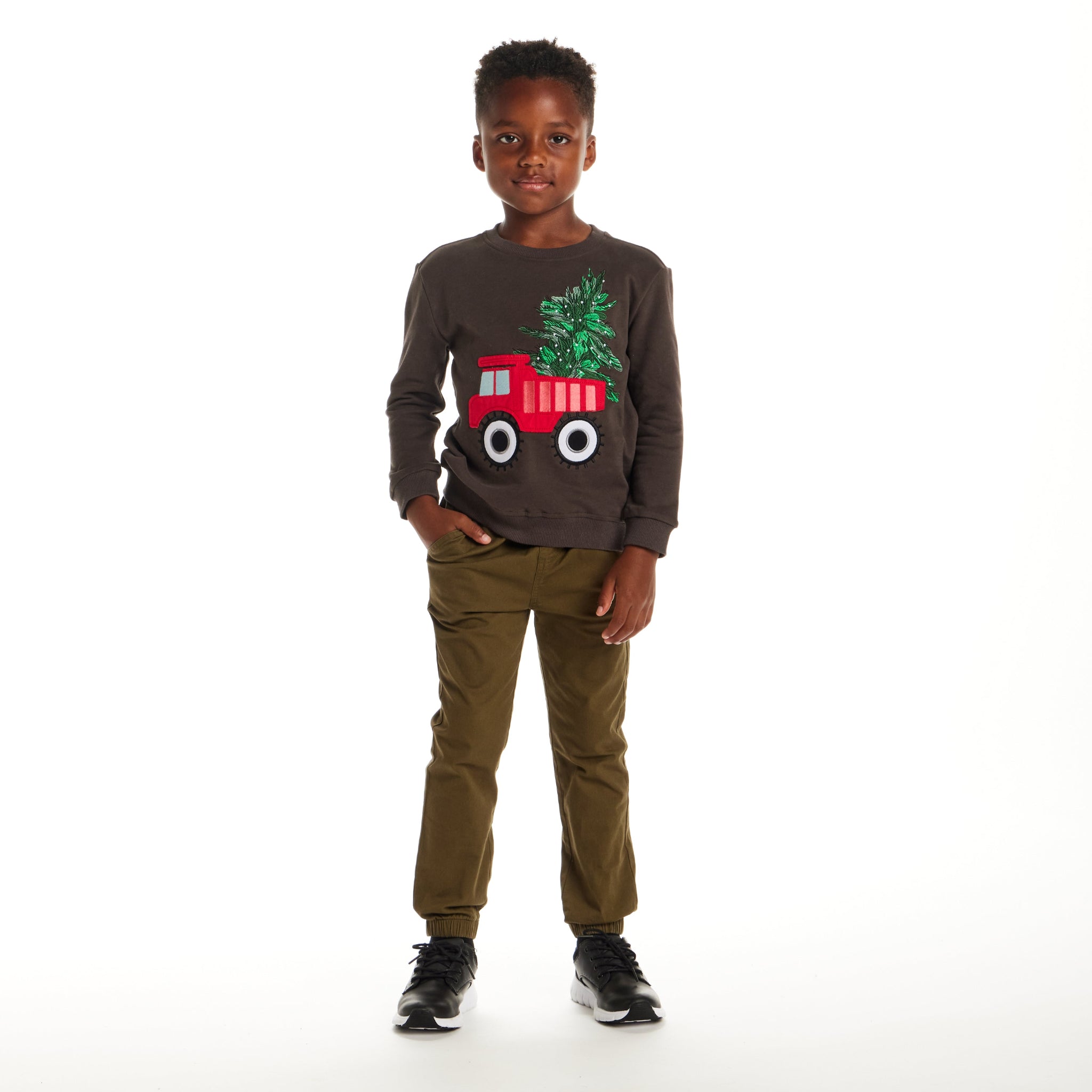 Kids Sweater & Twill Jogger Set | Holiday Truck