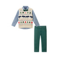 Kids Sweater Vest Set | Beige Fair Isle