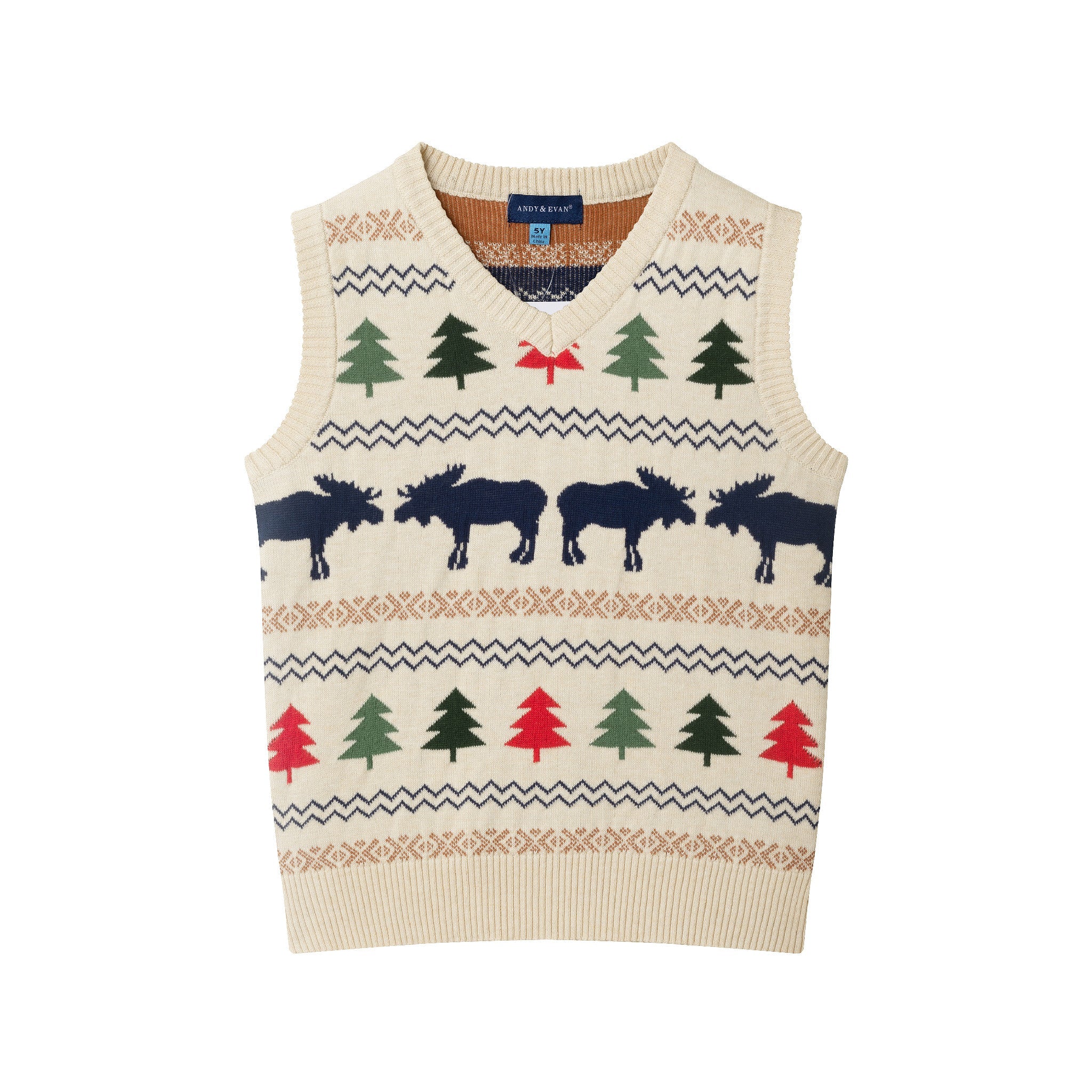 Kids Sweater Vest Set | Beige Fair Isle