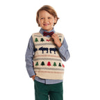 Kids Sweater Vest Set | Beige Fair Isle