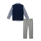 Kids Sweater Vest Set | Navy Snowman