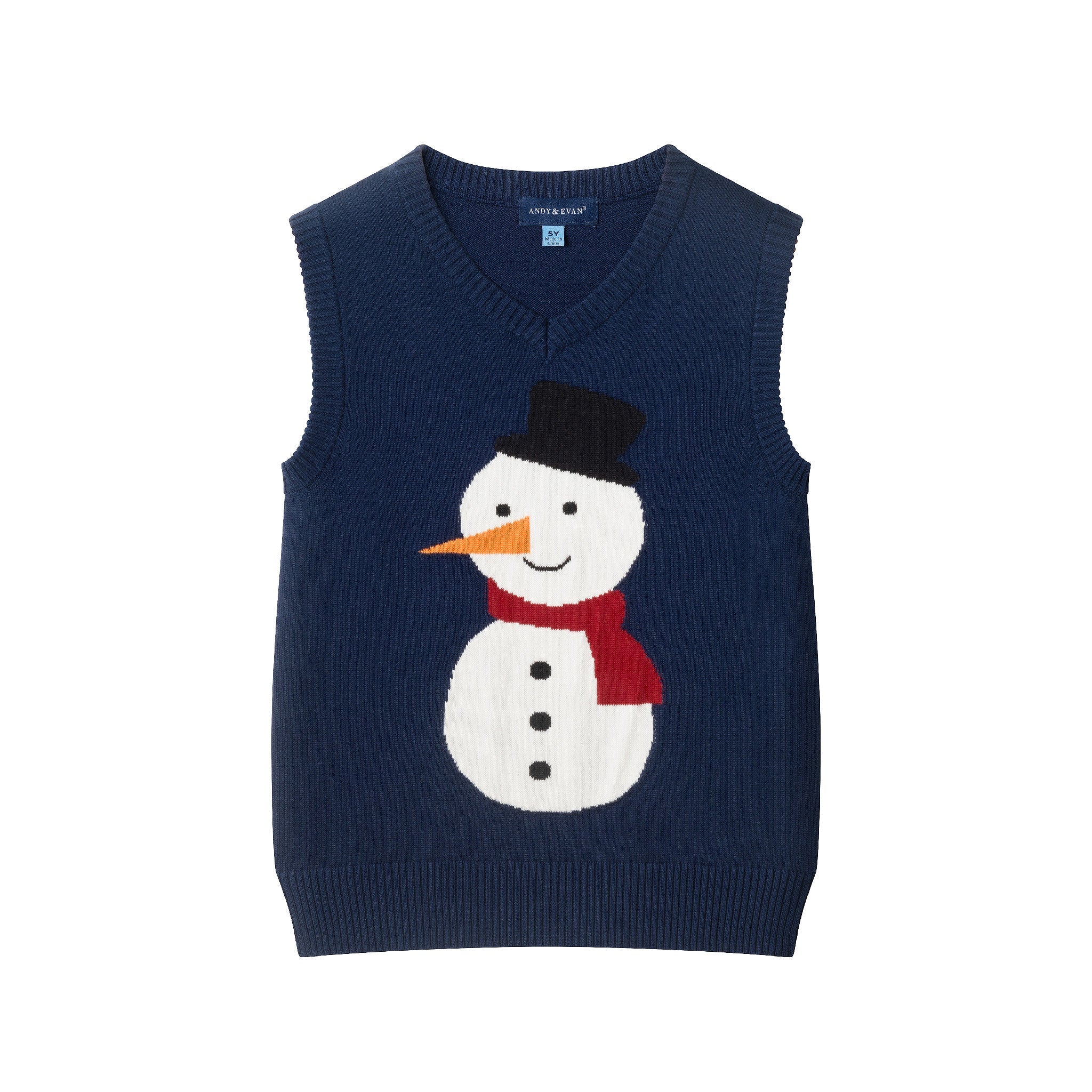 Kids Sweater Vest Set | Navy Snowman