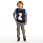 Kids Sweater Vest Set | Navy Snowman