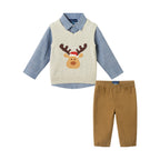 Infant Sweater Vest Set | Beige Reindeer