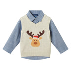 Infant Sweater Vest Set | Beige Reindeer