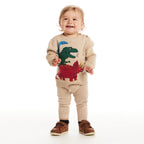 Infant Baby Sweater Set | Beige Dino