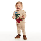 Infant Baby Sweater Set | Beige Dino