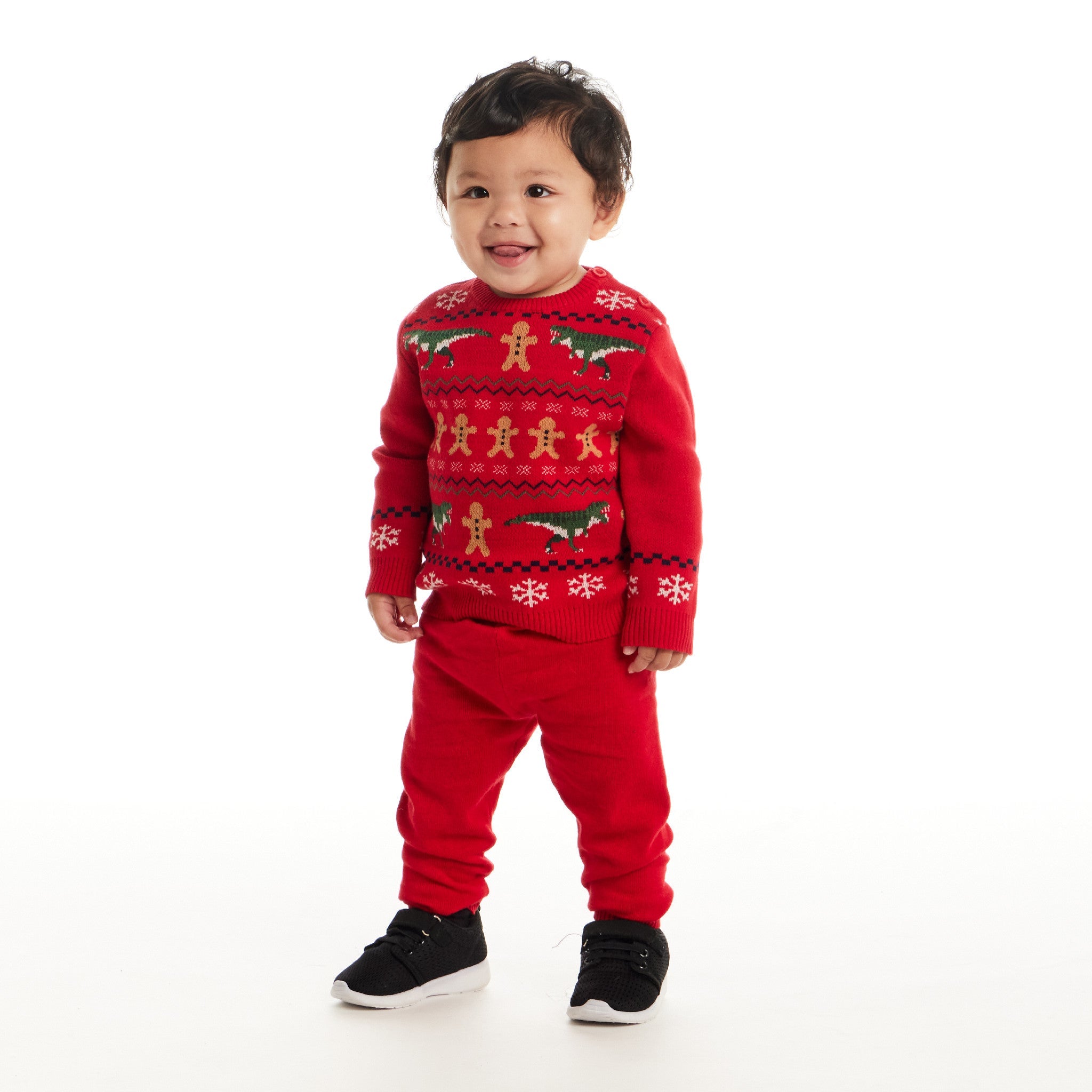 Infant Fair Isle Sweater Set | Red Dino