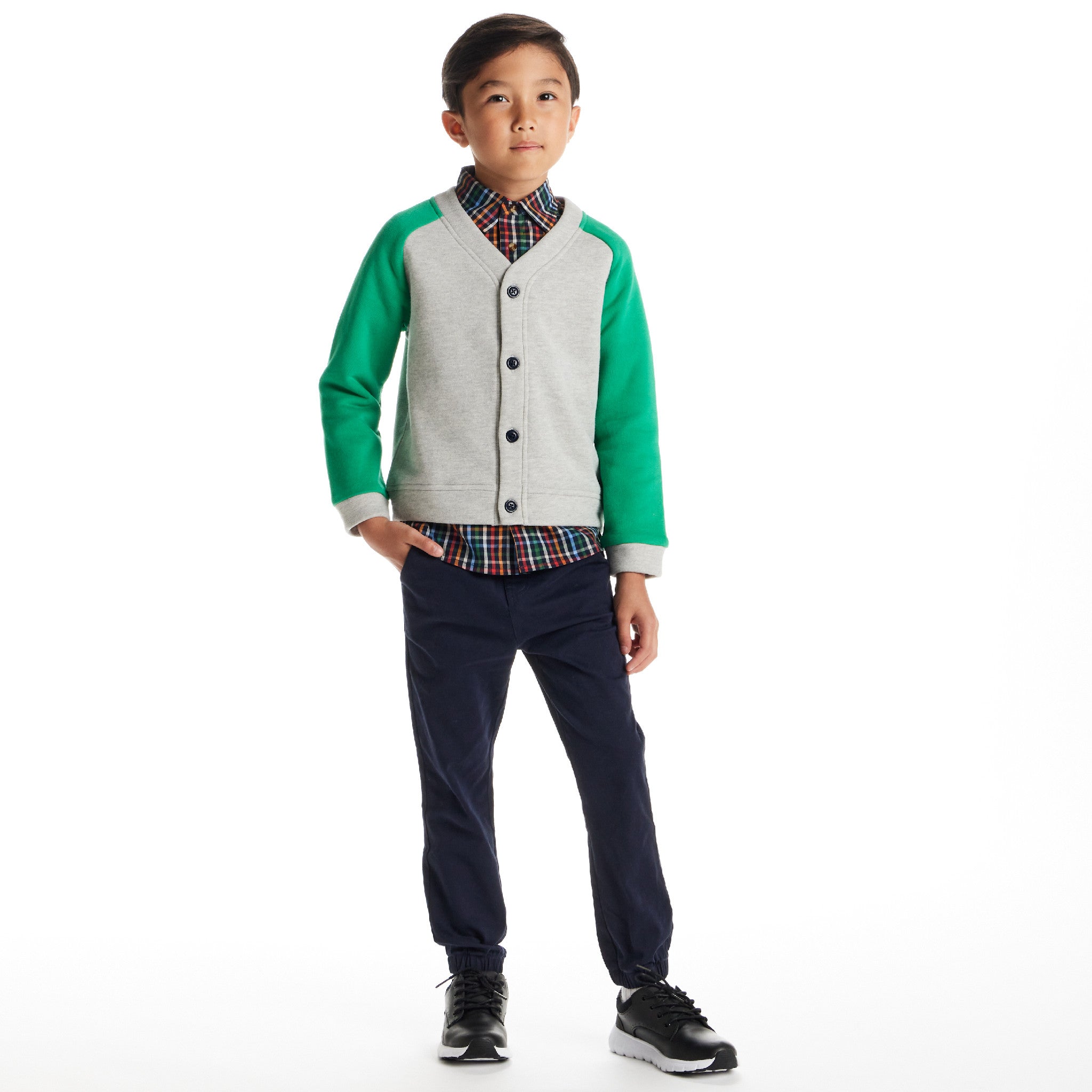 Kids Buttondown & Twill Pant Set | Grey Cardigan