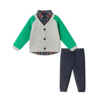 Infant Buttondown & Twill Pant Set | Grey Cardigan
