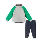 Infant Buttondown & Twill Pant Set | Grey Cardigan