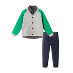 Kids Buttondown & Twill Pant Set | Grey Cardigan