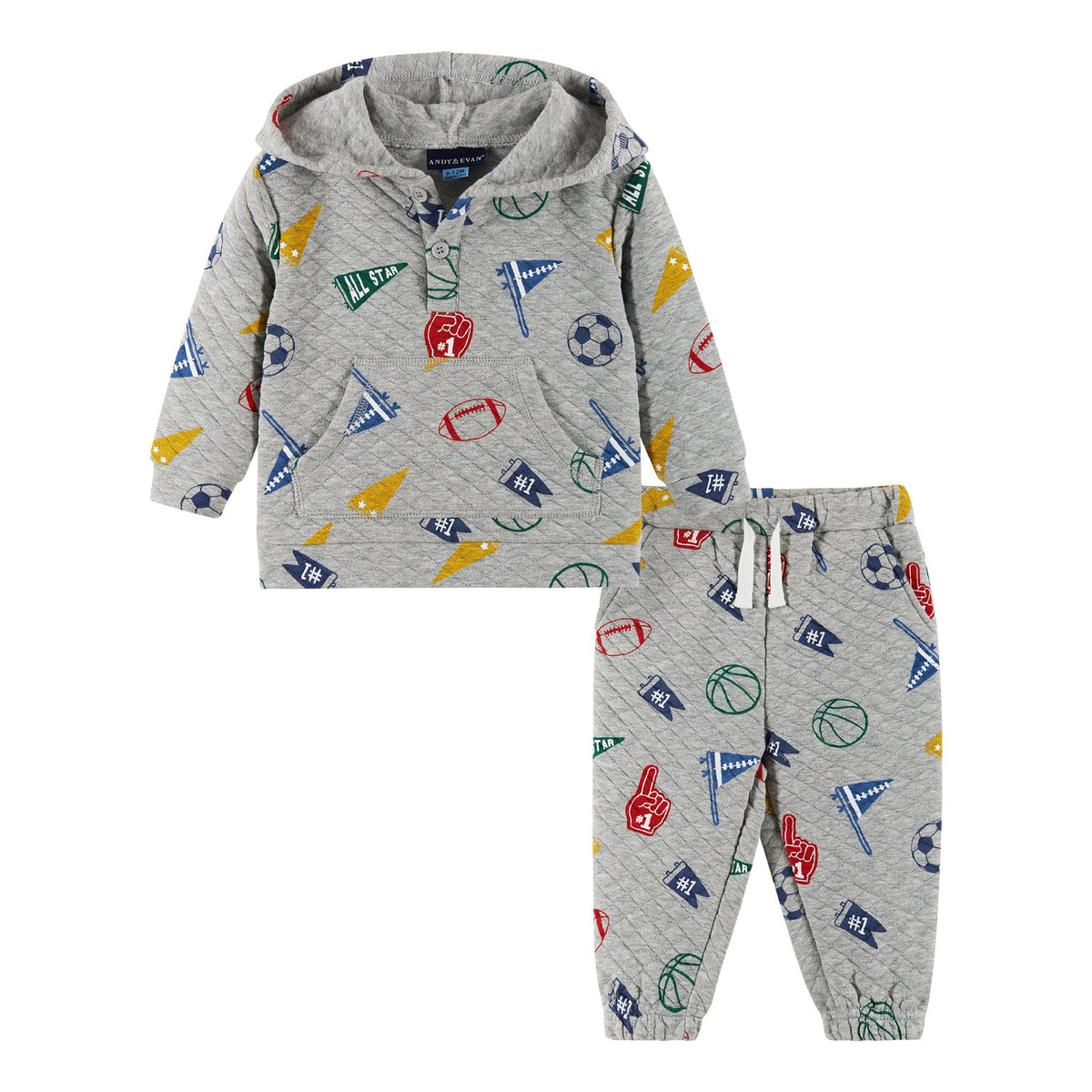 Infant Hooded Lounge Set | Grey Varsity