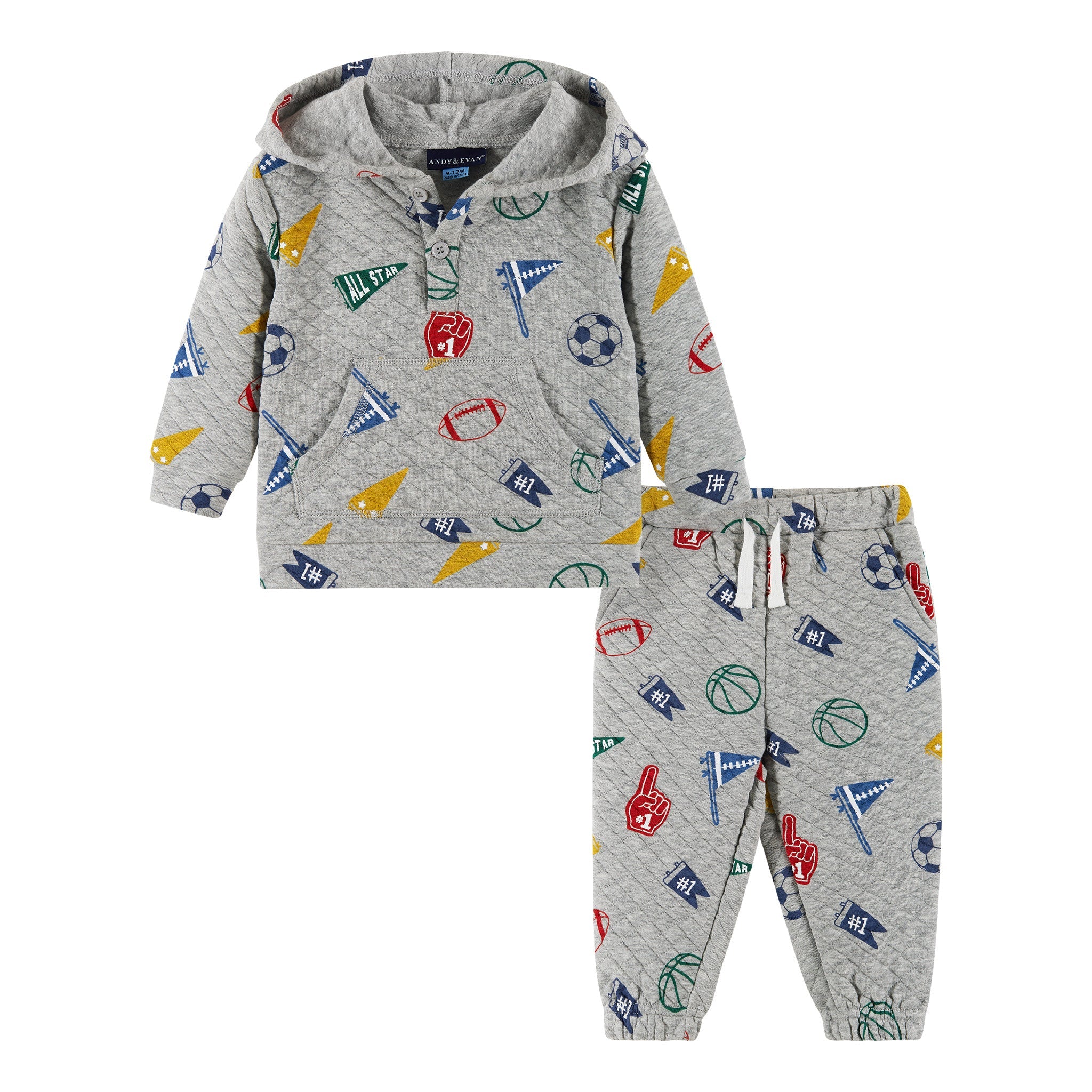 Infant Hooded Lounge Set | Grey Varsity