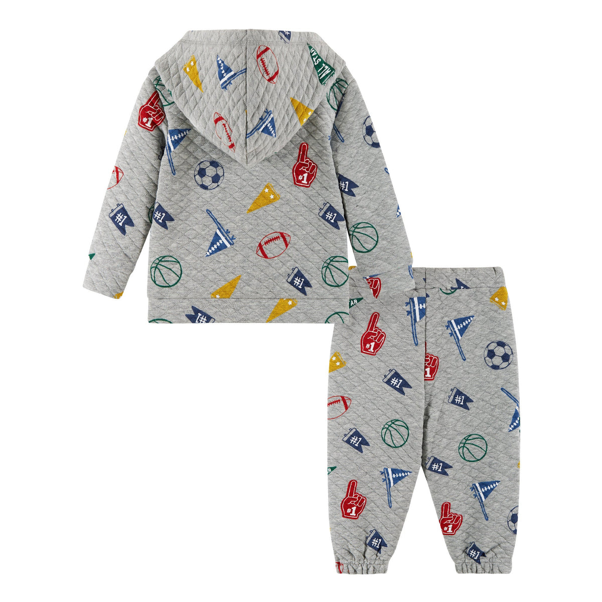 Infant Hooded Lounge Set | Grey Varsity