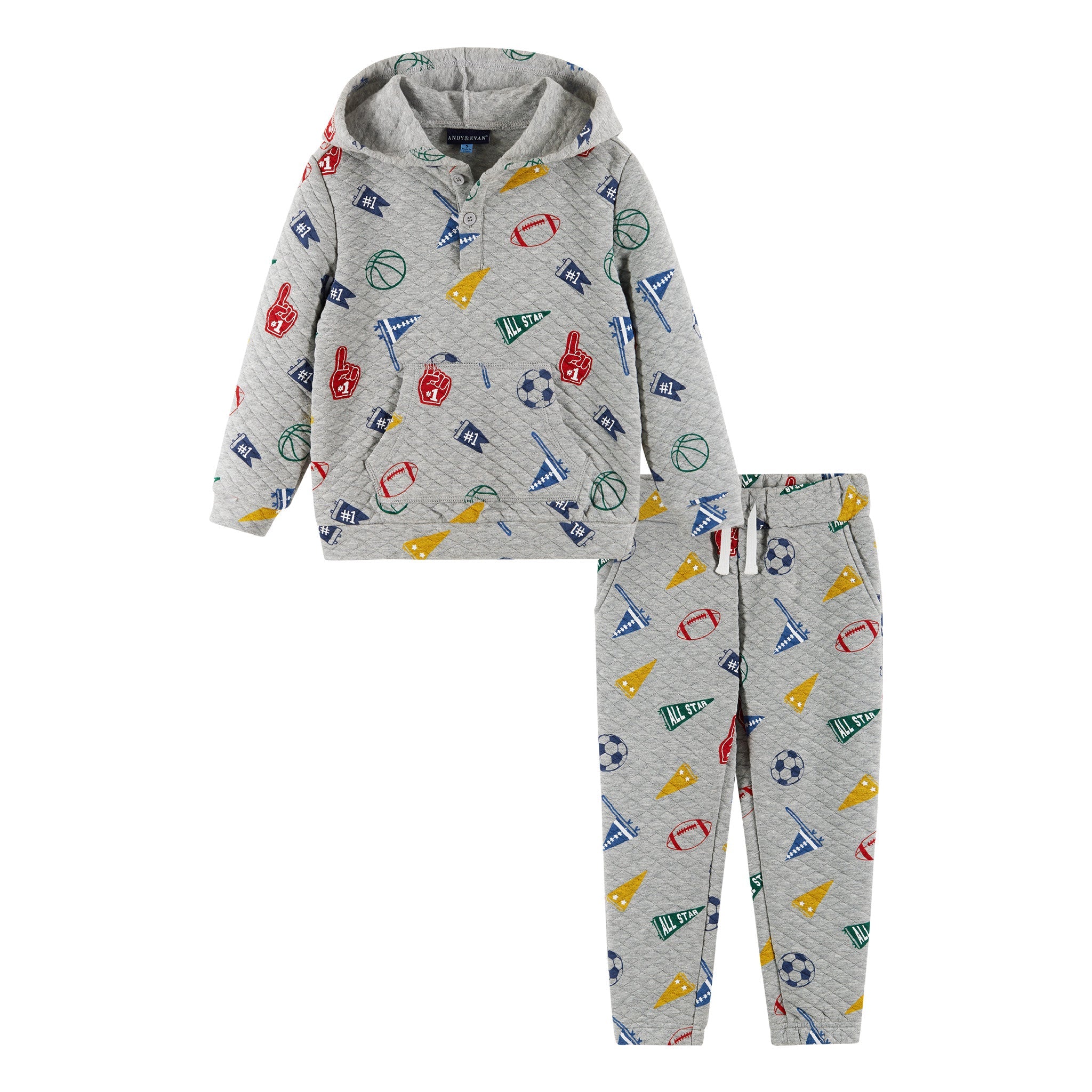 Kids Hooded Lounge Set | Grey Varsity