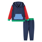 Kids Hooded Lounge Set | Navy Waffle