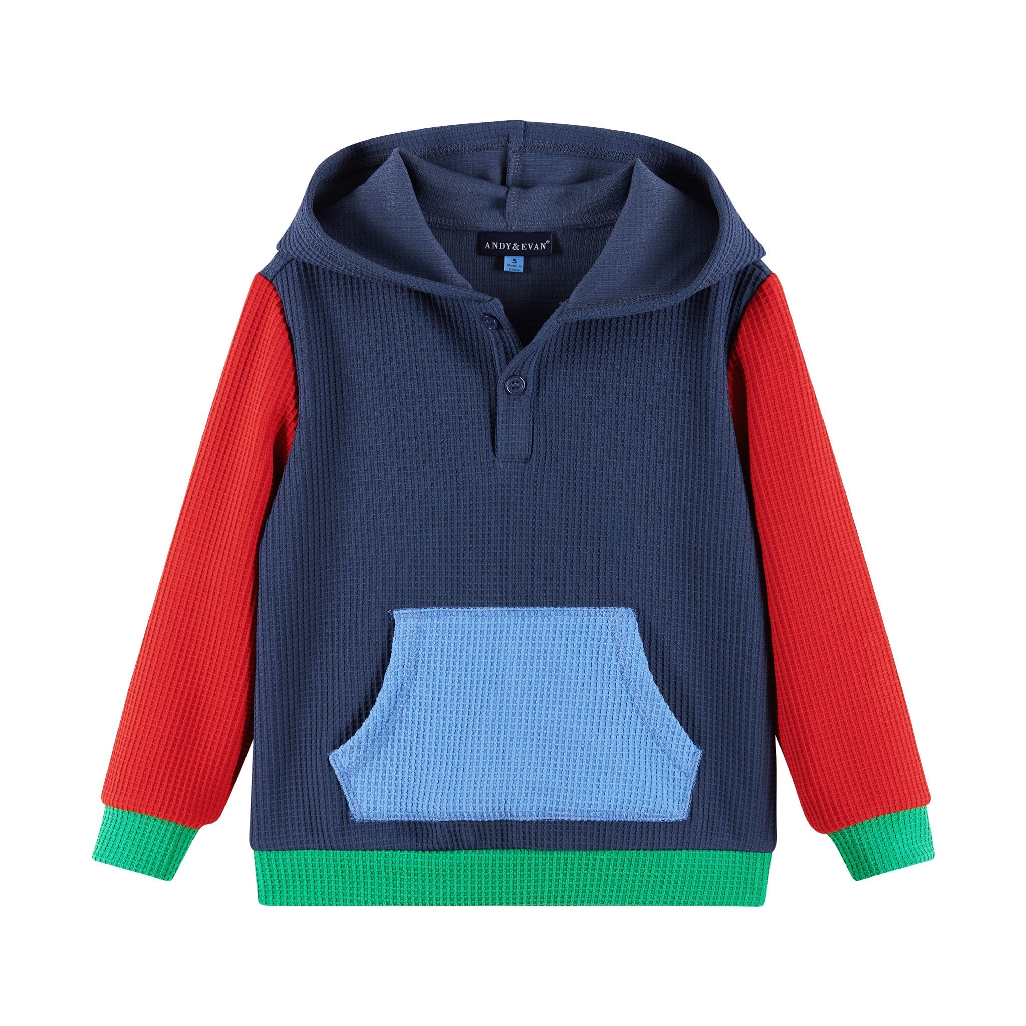 Kids Hooded Lounge Set | Navy Waffle