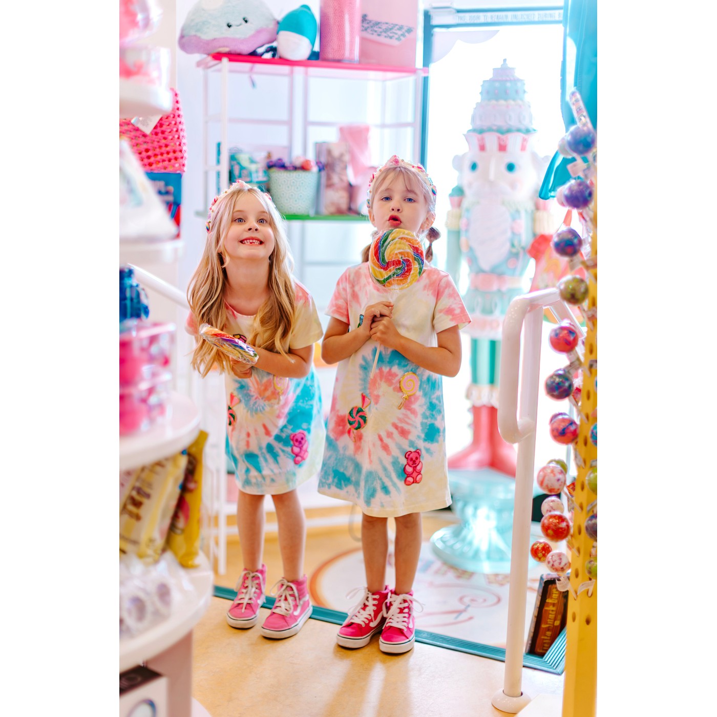 Girls Candyland Sequin Patch Tie-Dye Dress