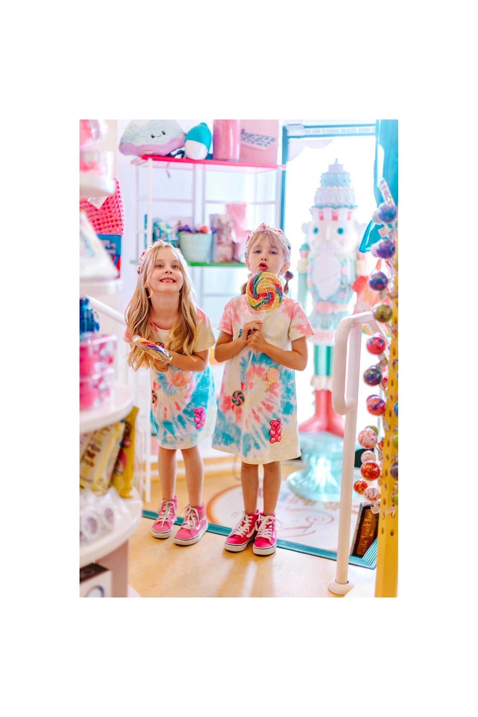 Girls Candyland Sequin Patch Tie-Dye Dress