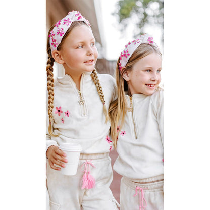 Girls Marble Dye Flower Jogger Set