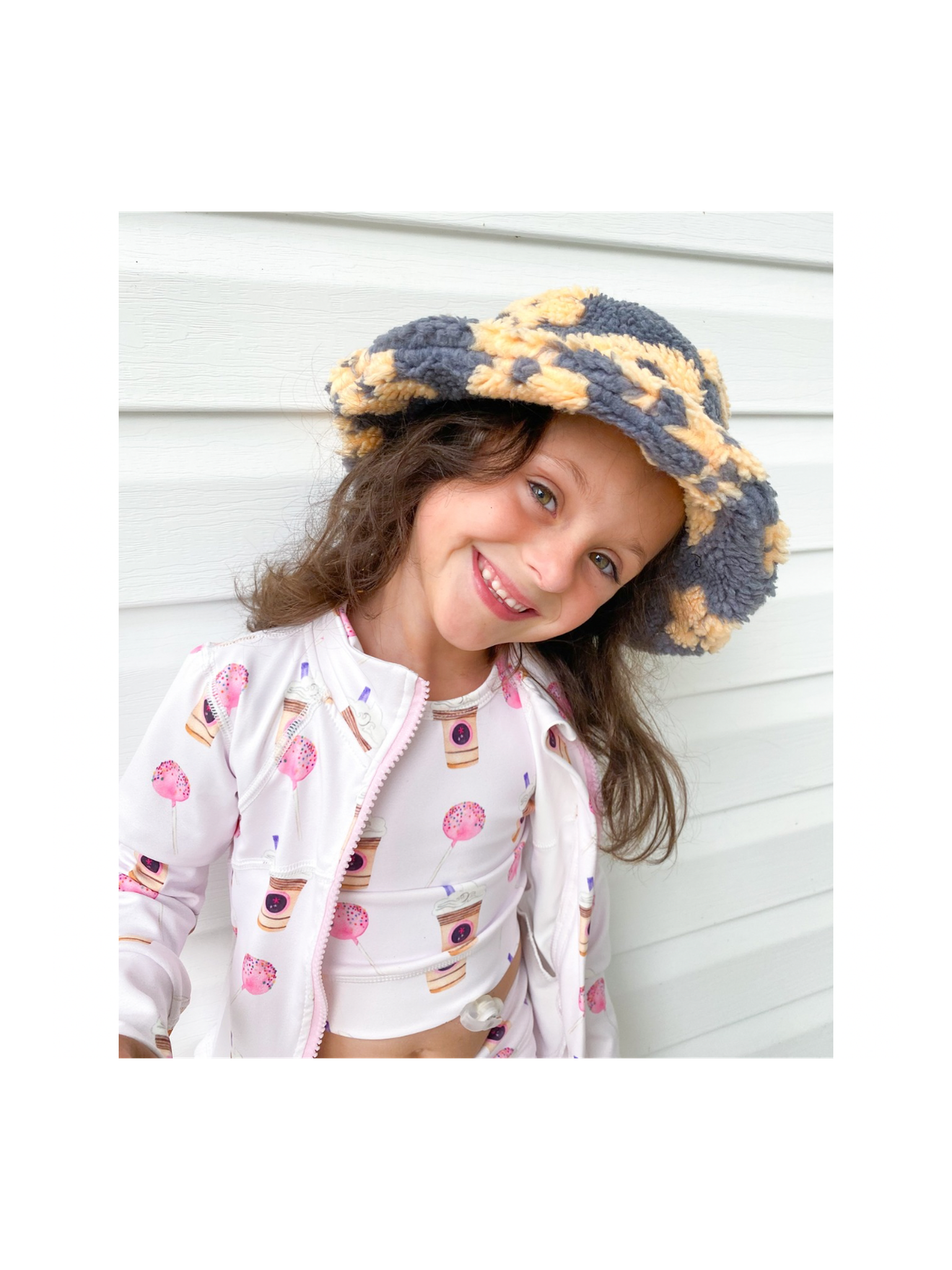 Toddler Sherpa Flower Bucket Hat