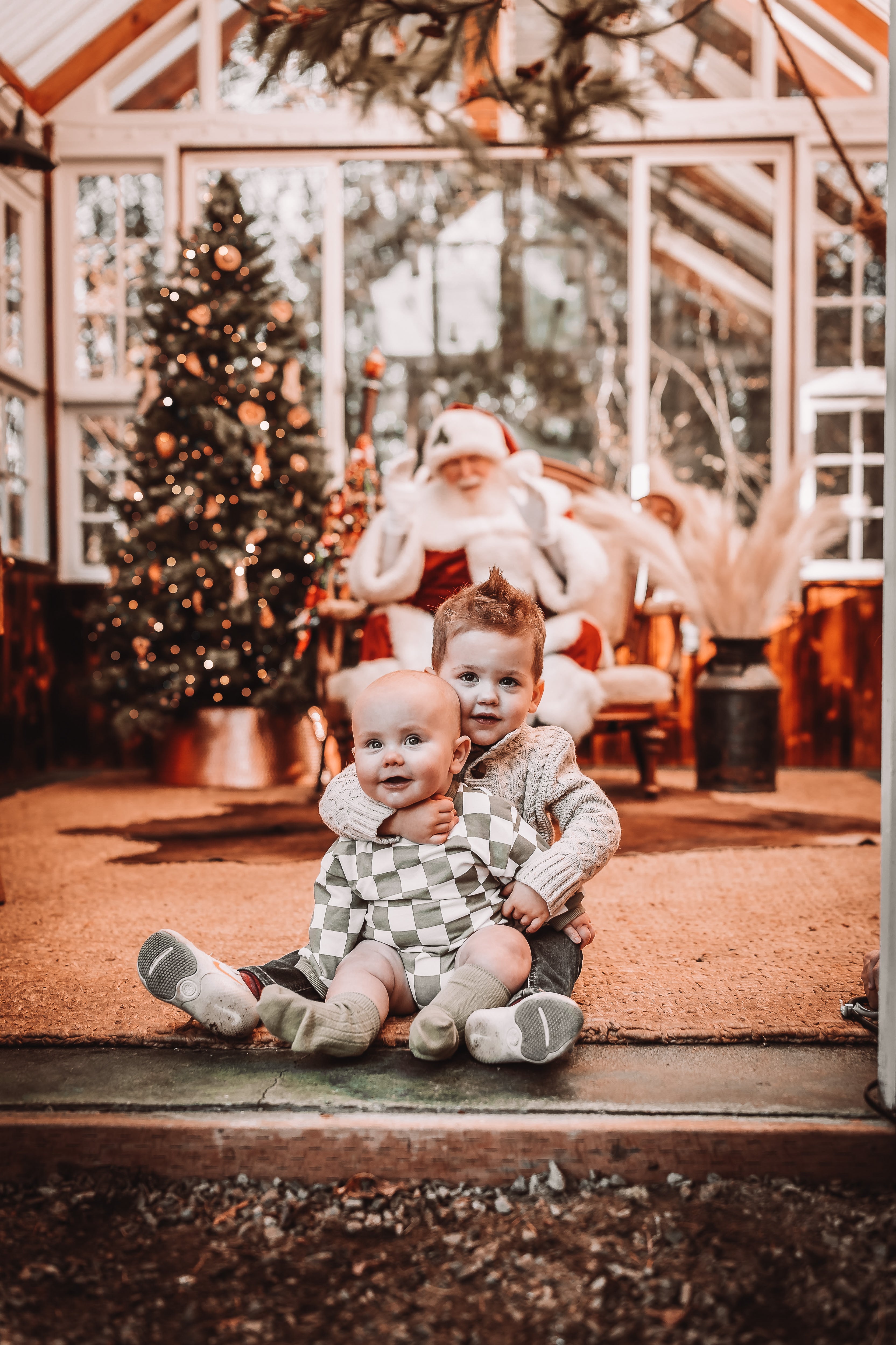 Checkered Bubble Romper - Spruce