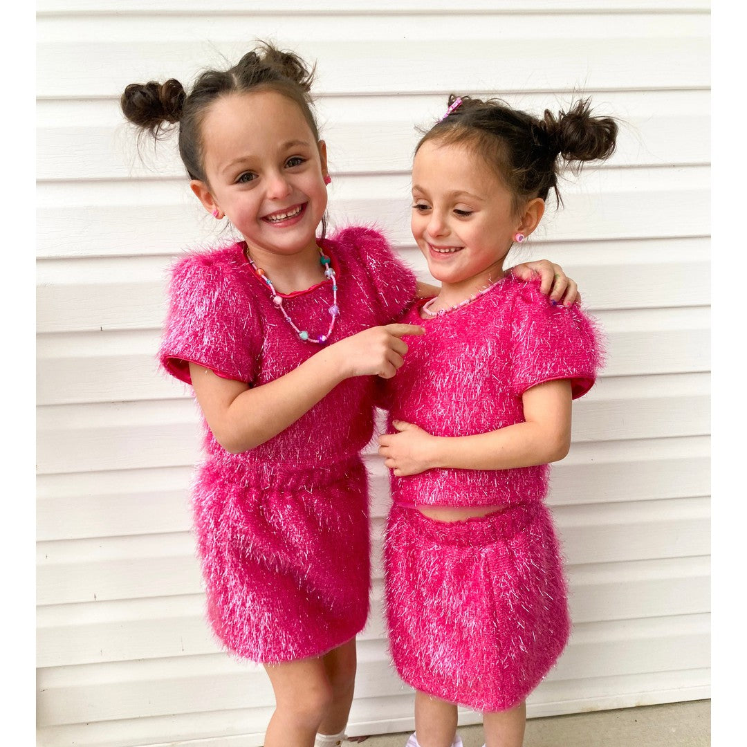Girls Pink Sparkle Tinsel Set