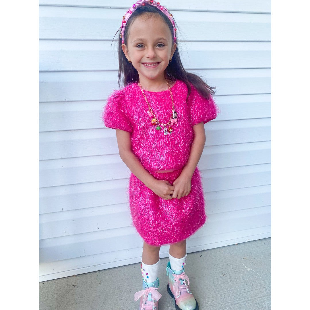 Girls Pink Sparkle Tinsel Set