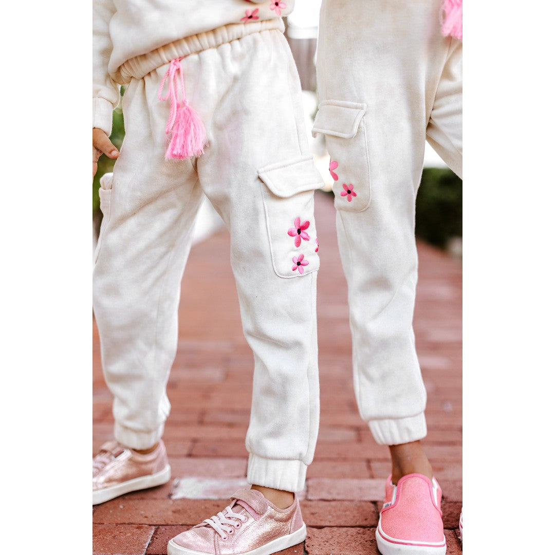 Girls Marble Dye Flower Jogger Set