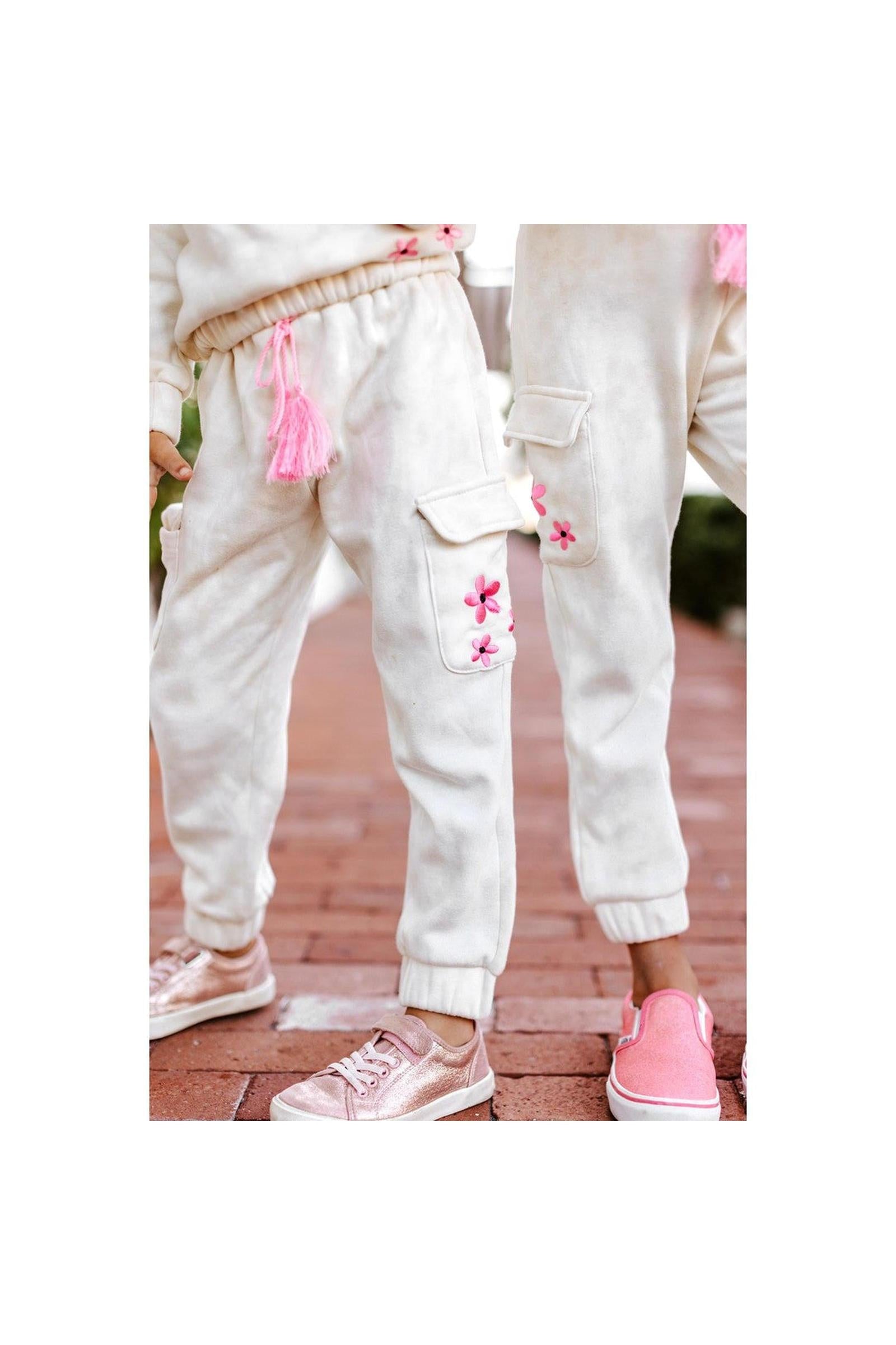 Girls Marble Dye Flower Jogger Set