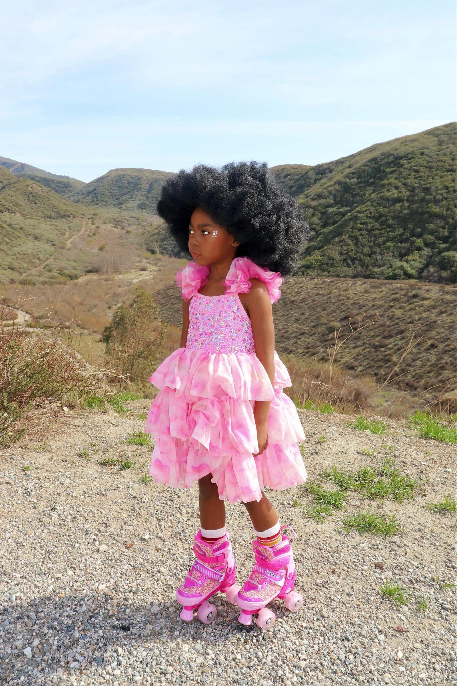 Girls Ombre Pink Sparkle Tulle Dress