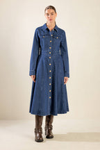 DRIFTING THOUGHTS DENIM MIDI DRESS