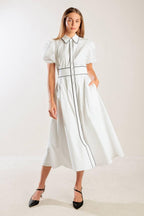 IN THE BREEZE WHITE WOVEN MIDI DRESS