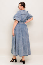 BAREFORM LIGHT DENIM MIDI DRESS