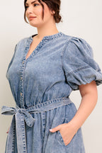 BAREFORM LIGHT DENIM MIDI DRESS