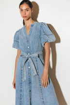 BAREFORM LIGHT DENIM MIDI DRESS