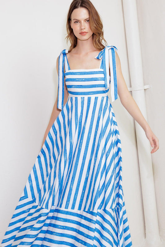 OCEAN BREEZE WOVEN MIDI DRESS