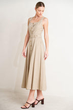 TAILORED IN SUNLIGHT WOVEN MIDI DRESS