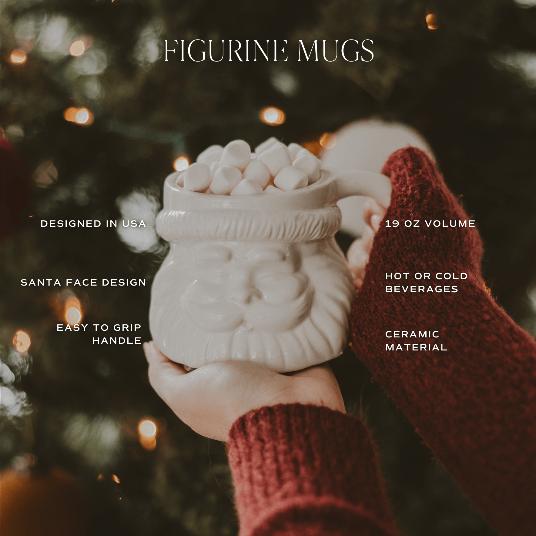 Red Hat Santa 19oz. Figural Coffee Mug