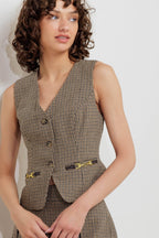 CHECK ATTITUDE WOVEN WOOLEN VEST