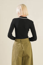 Women’s Ribbed Knit Polo Sweater