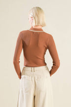 Women’s Ribbed Knit Polo Sweater
