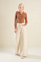 Women’s Ribbed Knit Polo Sweater