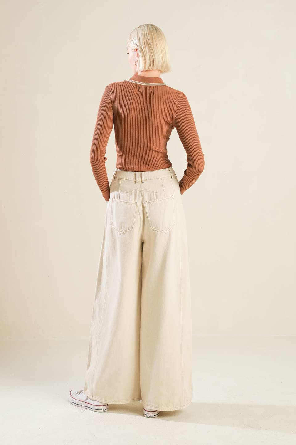 Women’s Ribbed Knit Polo Sweater