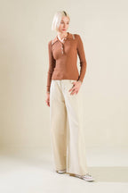 Women’s Ribbed Knit Polo Sweater