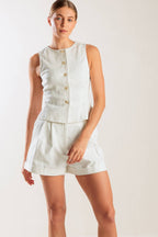 Women’s White Woven Vest