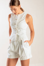 Women’s White Woven Vest